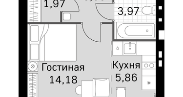 1-к. квартира, 29&nbsp;м²
