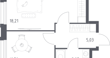 1-к. квартира, 37&nbsp;м²