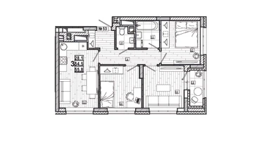 3-к. квартира, 55 м²