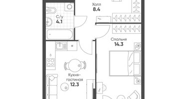 1-к. квартира, 39&nbsp;м²