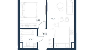 1-к. квартира, 38 м²