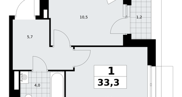 1-к. квартира, 33 м²