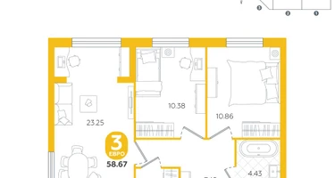 3-к. квартира, 58&nbsp;м²