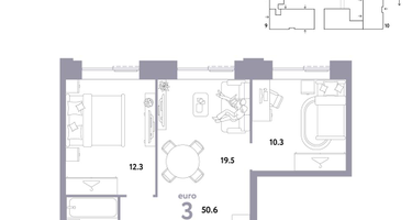 3-к. квартира, 50 м²