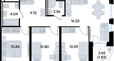 3-к. квартира, 66&nbsp;м²
