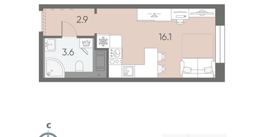 Студия, 22&nbsp;м²