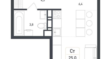 Студия, 25&nbsp;м²