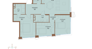 3-к. квартира, 87&nbsp;м²