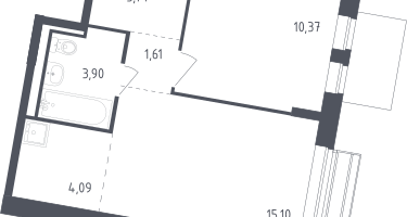 Студия, 38&nbsp;м²