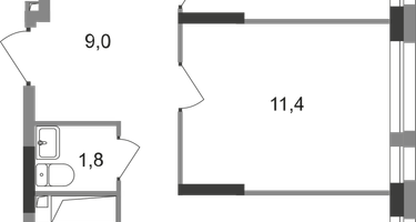 2-к. квартира, 57&nbsp;м²