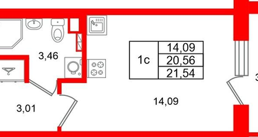 Студия, 20 м²