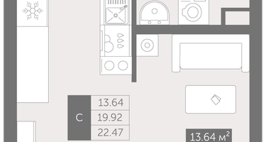 Студия, 22&nbsp;м²