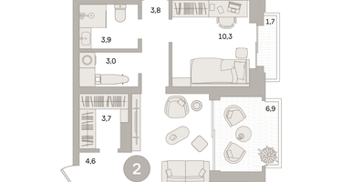 2-к. квартира, 86&nbsp;м²