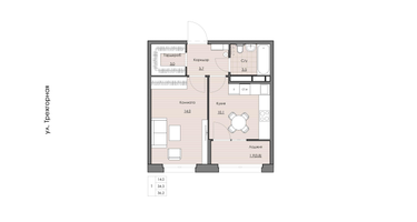 1-к. квартира, 36&nbsp;м²
