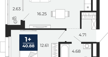 1-к. квартира, 38&nbsp;м²
