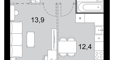 1-к. квартира, 36&nbsp;м²