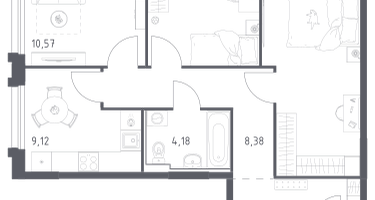 3-к. квартира, 66&nbsp;м²