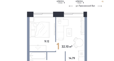 1-к. квартира, 32&nbsp;м²