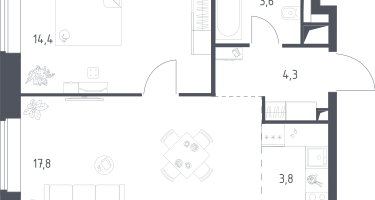 Студия, 43&nbsp;м²