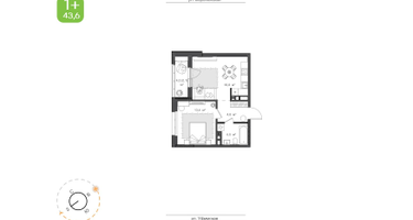 1-к. квартира, 43&nbsp;м²