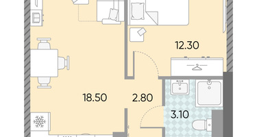 Студия, 36 м²