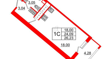 Студия, 24 м²