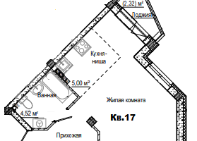1-к. квартира, 33&nbsp;м²