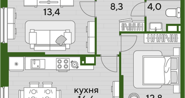 3-к. квартира, 68 м²