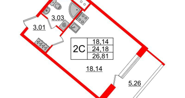 Студия, 24 м²