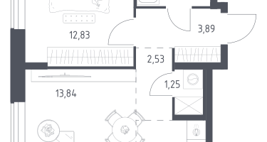 Студия, 43&nbsp;м²