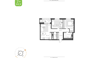 2-к. квартира, 59&nbsp;м²
