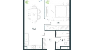 1-к. квартира, 41&nbsp;м²