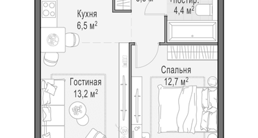 2-к. квартира, 40&nbsp;м²