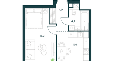 1-к. квартира, 33 м²