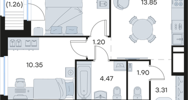 2-к. квартира, 47&nbsp;м²