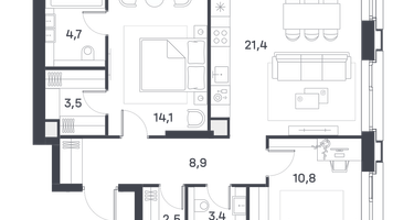 2-к. квартира, 69&nbsp;м²