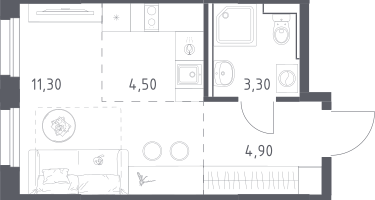 Студия, 24&nbsp;м²