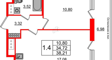 1-к. квартира, 34 м²