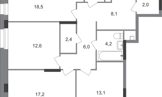 3-к. квартира, 87 м²