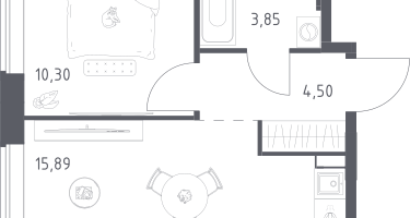 1-к. квартира, 34&nbsp;м²
