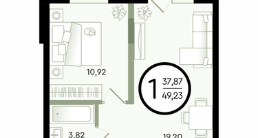 1-к. квартира, 49 м²