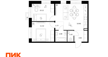 2-к. квартира, 51&nbsp;м²