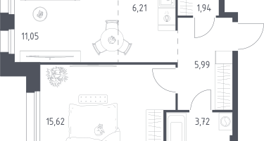 Студия, 44&nbsp;м²