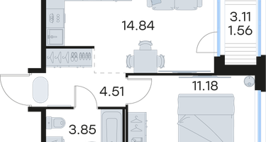 1-к. квартира, 35&nbsp;м²