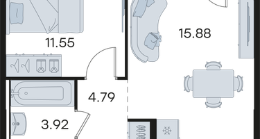 1-к. квартира, 37 м²