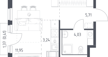 Студия, 25&nbsp;м²