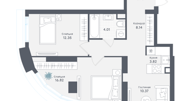 2-к. квартира, 61&nbsp;м²
