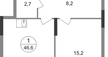 1-к. квартира, 46&nbsp;м²