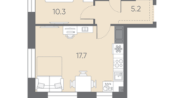 1-к. квартира, 37&nbsp;м²