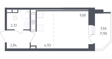 Студия, 20&nbsp;м²